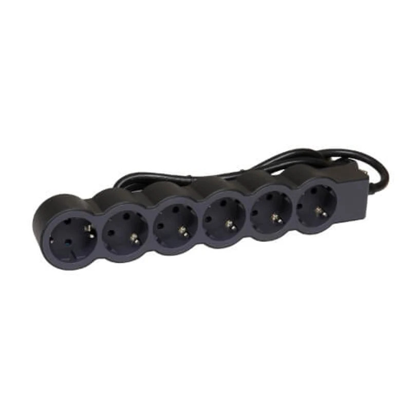 Разклонител 6x 2P+E Шуко, с кабел 1.5m, цвят Черен - Legrand Standart 694558