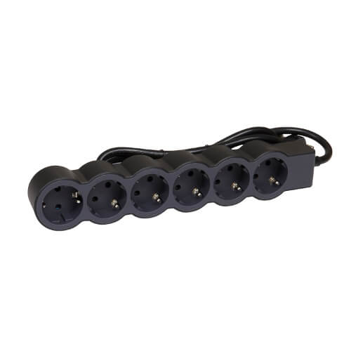Разклонител 6x 2P+E Шуко, с кабел 3m, цвят Черен - Legrand Standart 694566