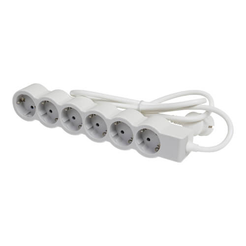Разклонител 6x 2P+E Шуко, с кабел 5m, цвят Бял - Legrand Standart 694572