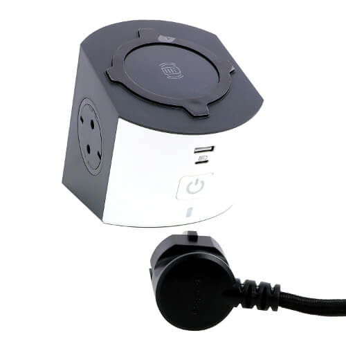 Разклонител  COR, 2X2P+E, безжично зарядно, USB A+C, с кабел 2 м - Legrand Corner 694506