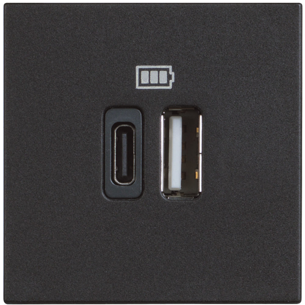 Контакт 2XUSB 3000mA 2M Черен /блистер/ - bticino Classia RG4287C2