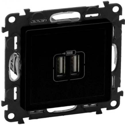 Розетка 2хUSB type A 5V 2.4A 12W за зареждане Черен мат - Legrand Valena Life 756312