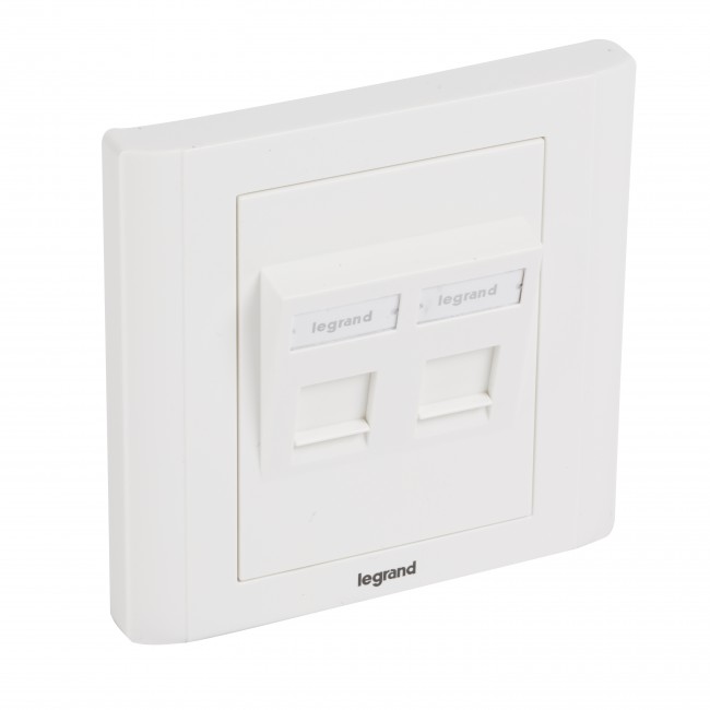 Розетка 2ХRJ45 празна FM наклонена - Legrand Linkeo C 632797