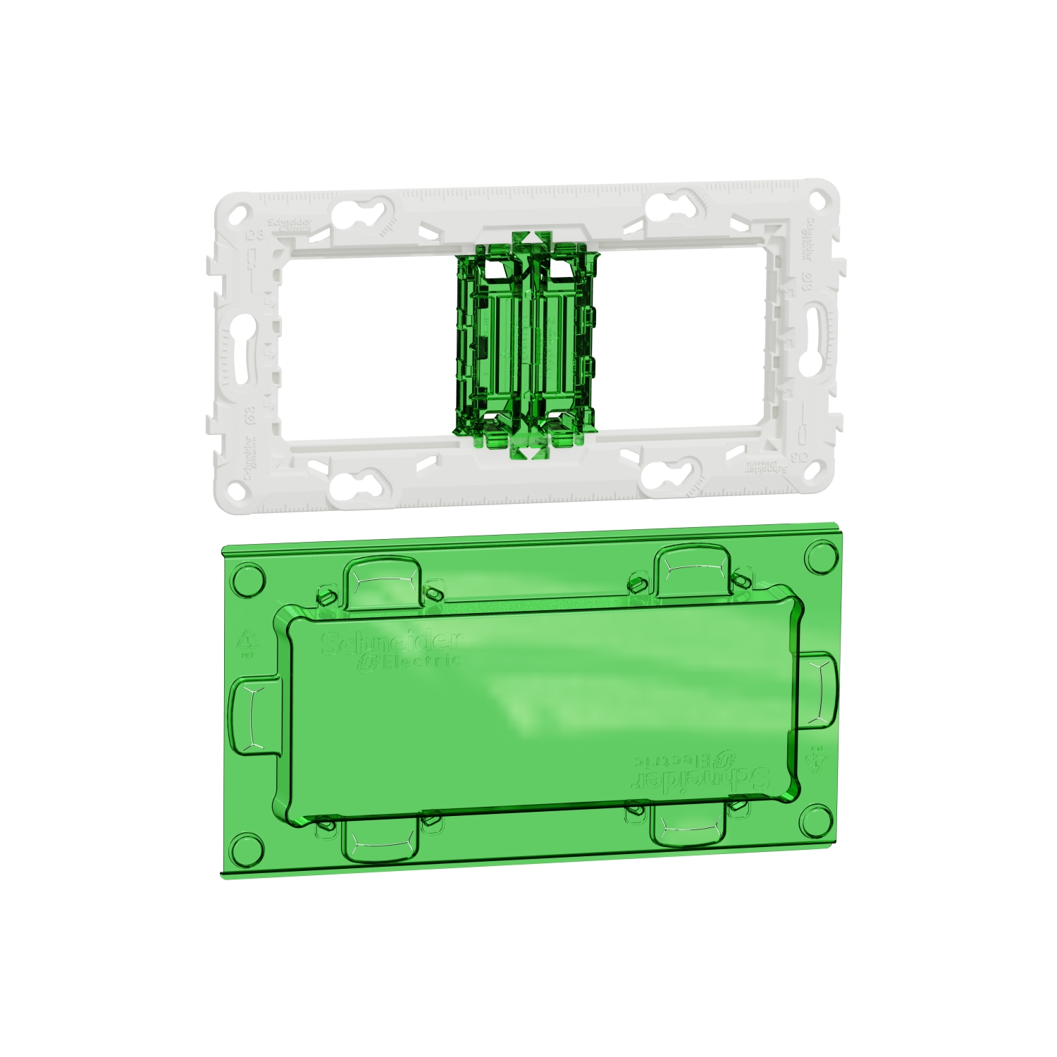 Монтажна рамка 2x2M/ 4M - пластмаса с протектор за боя - SCHNEIDER ELECTRIC New Unica NU7004PC