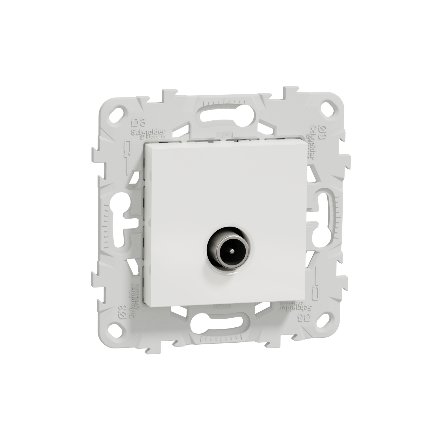 Мъжка ТВ розетка звезда 1.5 dB с монтажна рамка, 2M, бяла - SCHNEIDER ELECTRIC New Unica NU546218
