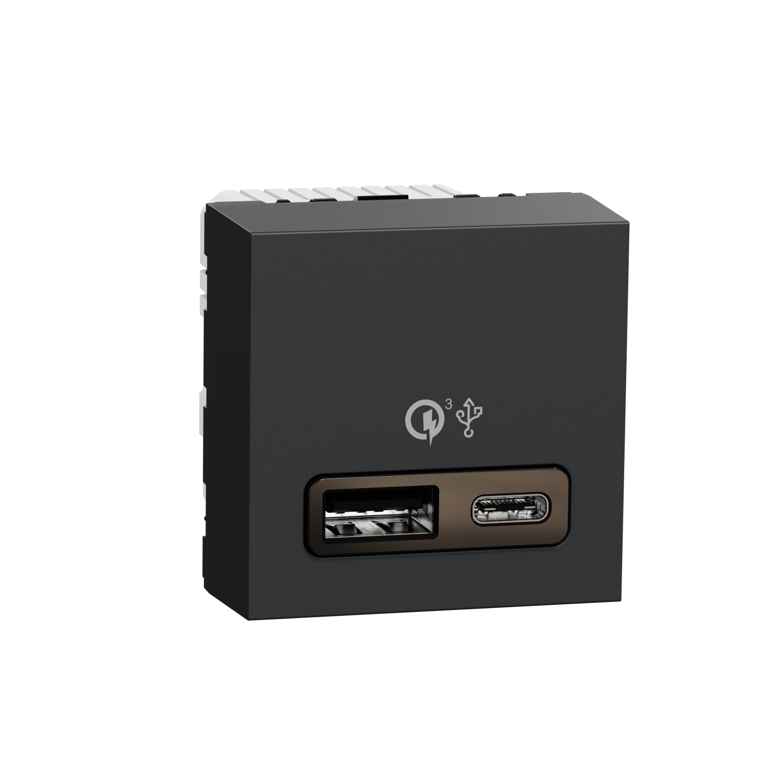 Двойно USB зарядно тип A+C, quick charge 18W, 2M, антрацит - SCHNEIDER ELECTRIC New Unica NU301954
