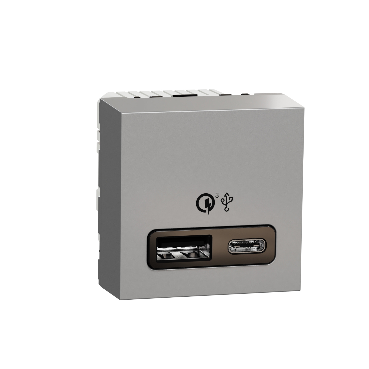 Двойно USB зарядно тип A+C, quick charge 18W, 2M, алуминий - SCHNEIDER ELECTRIC New Unica NU301930