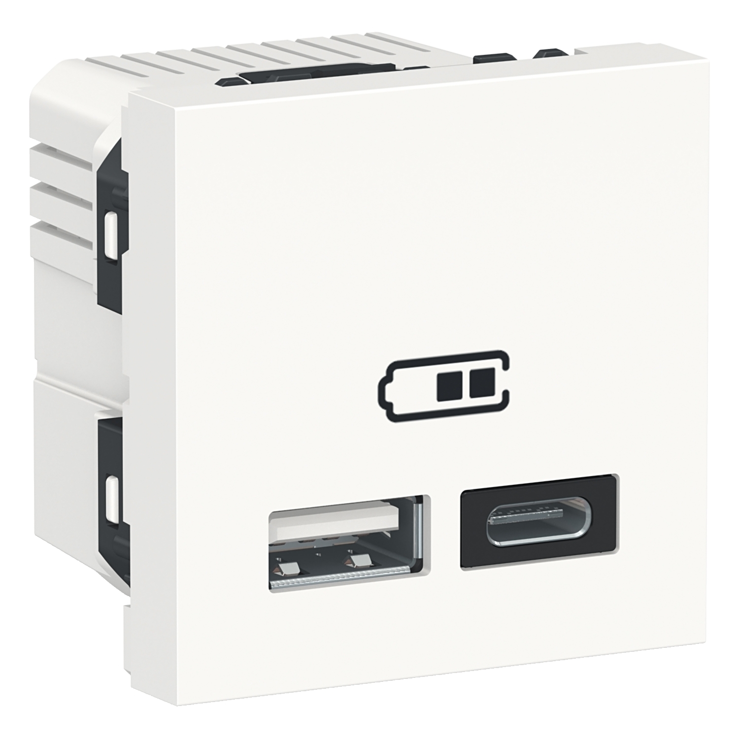Двойно USB зарядно тип A+C, 2400mA, 5V, 2M, бял - SCHNEIDER ELECTRIC New Unica NU301818