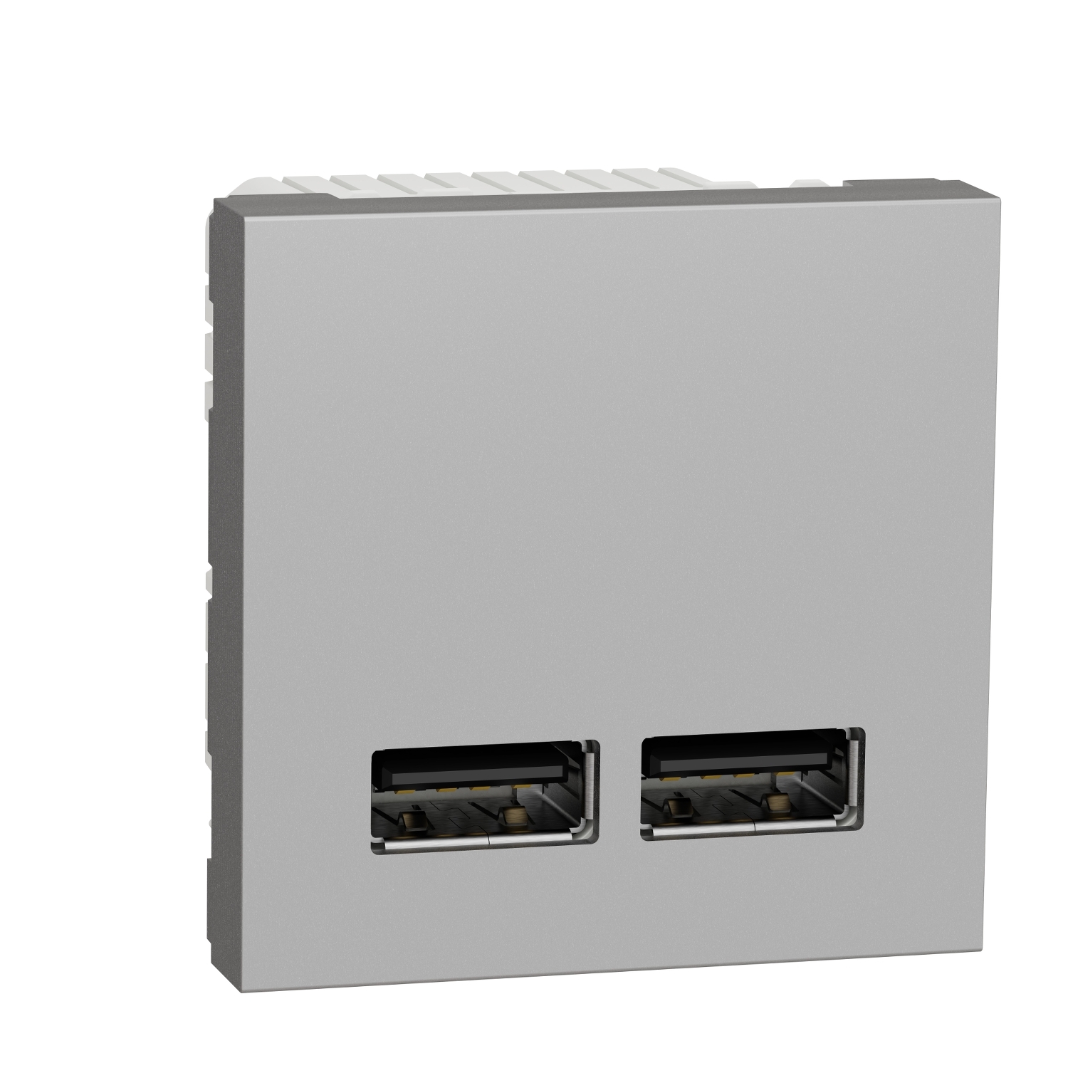 Двойно USB зарядно тип А, 2M, алуминий - SCHNEIDER ELECTRIC New Unica NU341830