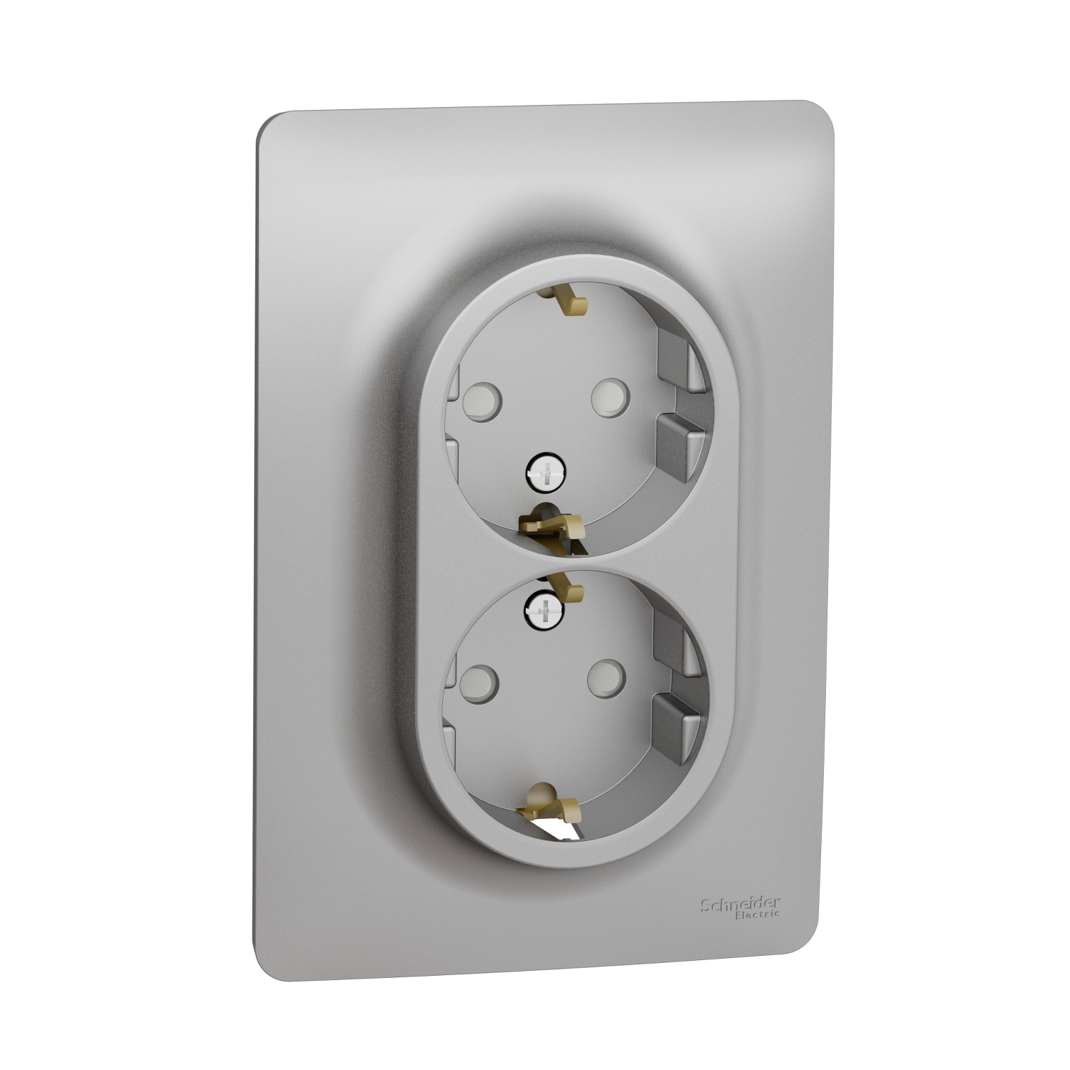 Двоен контакт, шуко, 2P+E, 16A, алуминий - SCHNEIDER ELECTRIC New Unica NU206730