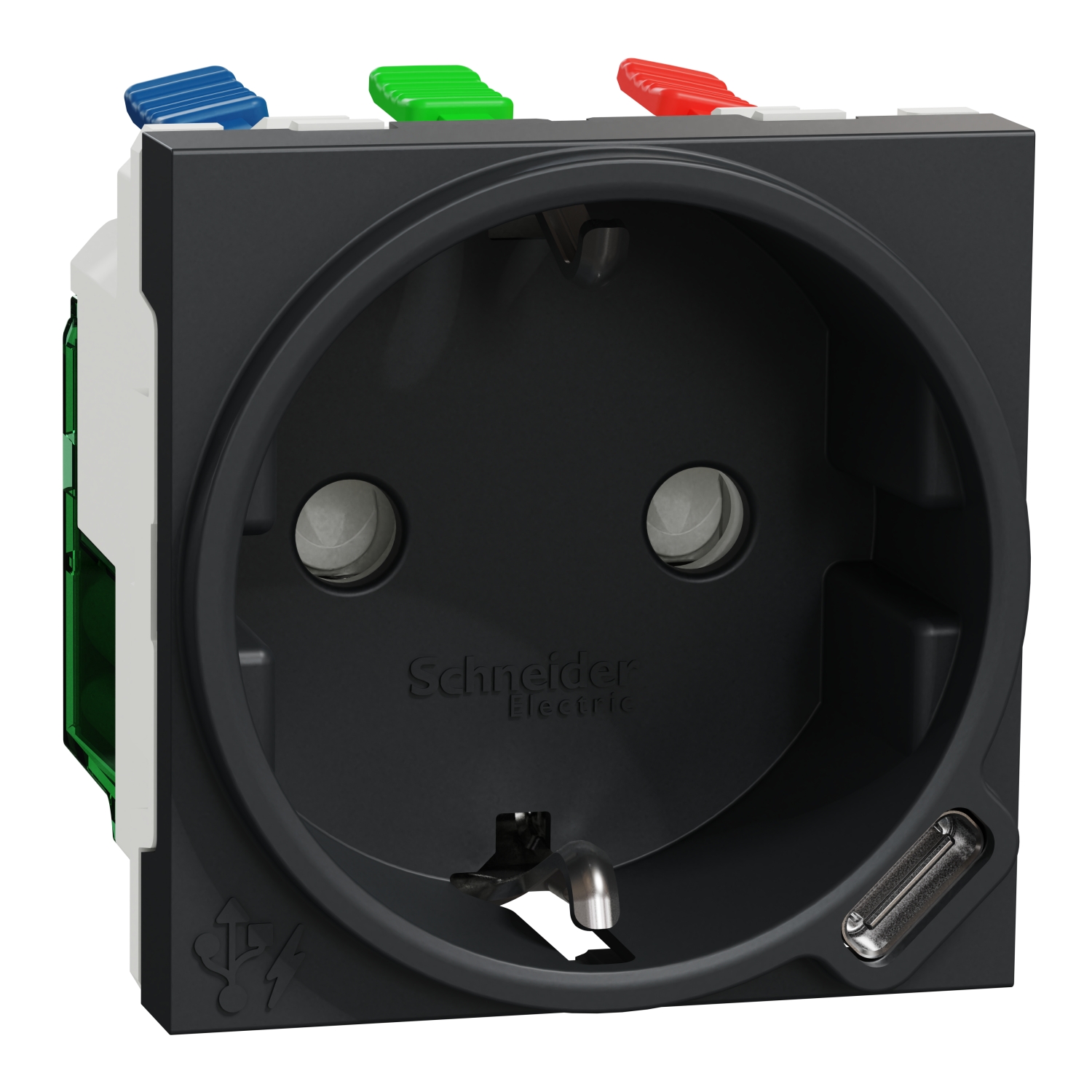 Контакт шуко + USB тип C 10.5W, 2M, антрацит - SCHNEIDER ELECTRIC New Unica NU301754