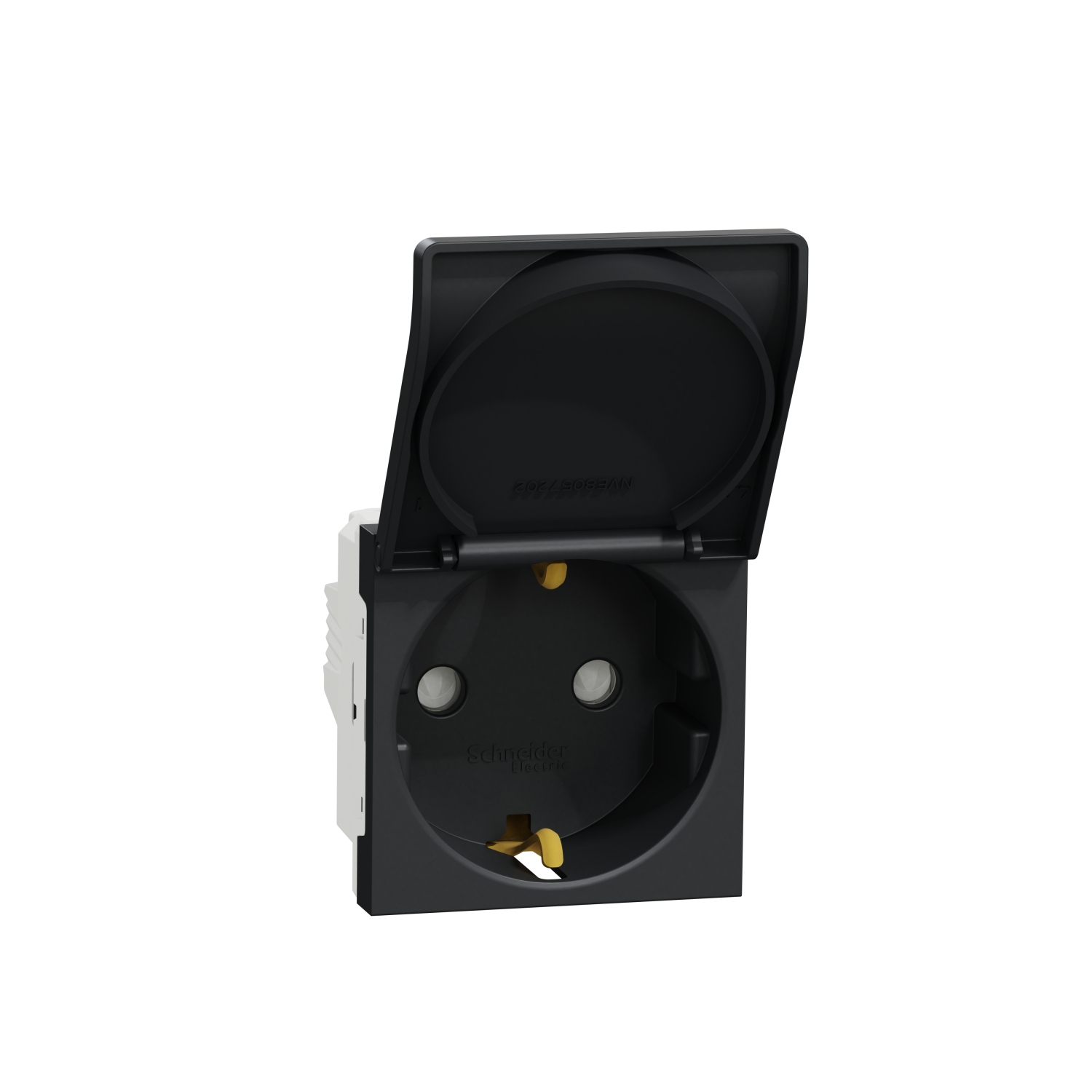 Контакт шуко с детска защита + капак 2P+E, 16A, 2M, антрацит - SCHNEIDER ELECTRIC New Unica NU303754TA