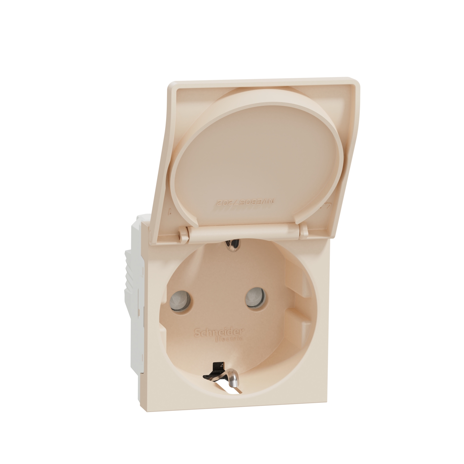 Контакт шуко с детска защита+ капак 2P+E, 16A, 2M, сл.кост - SCHNEIDER ELECTRIC New Unica NU303744TA