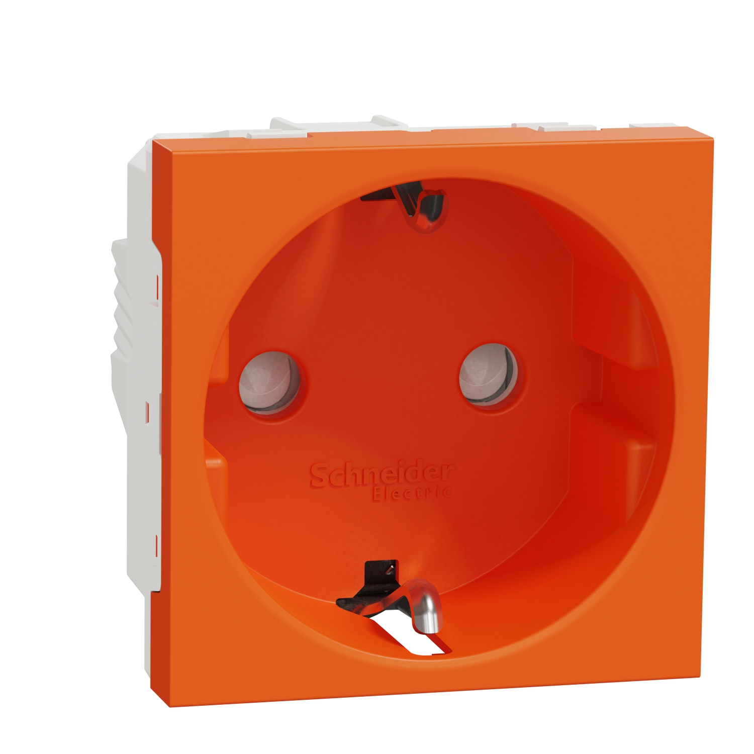 Контакт шуко с детска защита 2P+E, 16A, 2M, оранжев - SCHNEIDER ELECTRIC New Unica NU303761