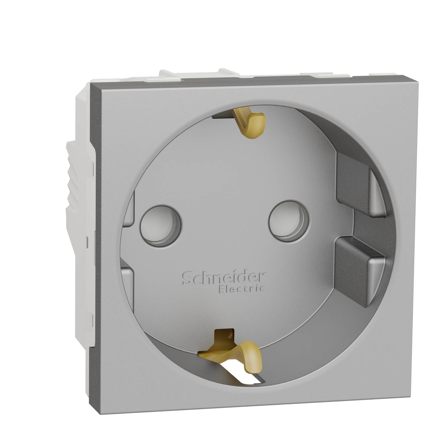 Контакт шуко с детска защита 2P+E, 16A, 2M, алуминий - SCHNEIDER ELECTRIC New Unica NU303730