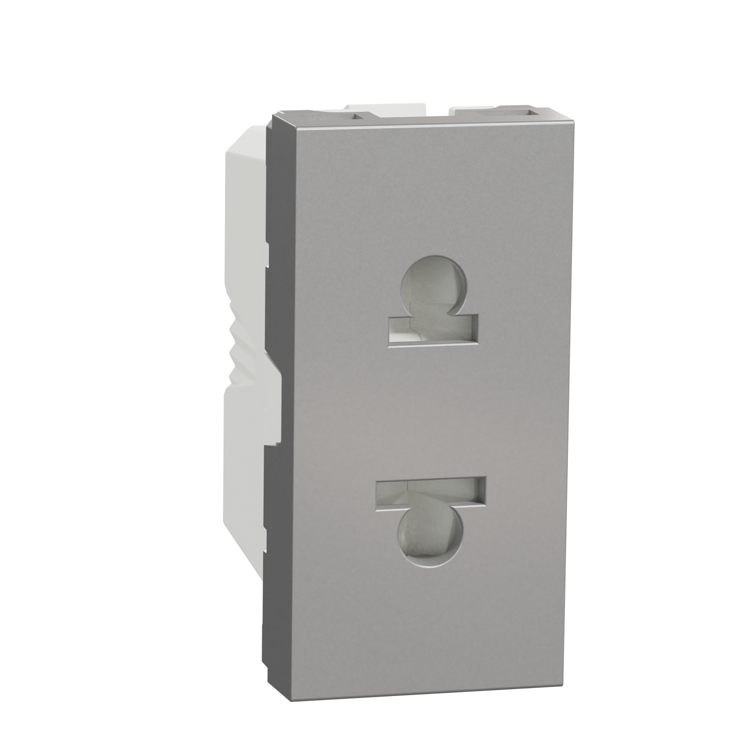 Контакт евроамерикански стандарт с детска защита 2P+E, 16A, 1M, алуминий - SCHNEIDER ELECTRIC New Unica NU302130