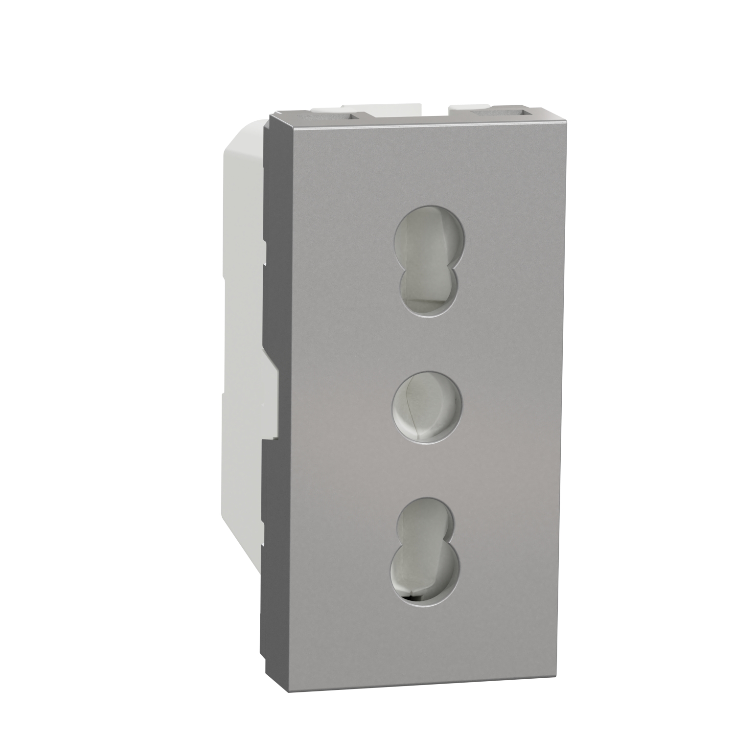 Контакт италиански стандарт с детска защита 2P+E, 16A, 1M, алуминий - SCHNEIDER ELECTRIC New Unica NU302330