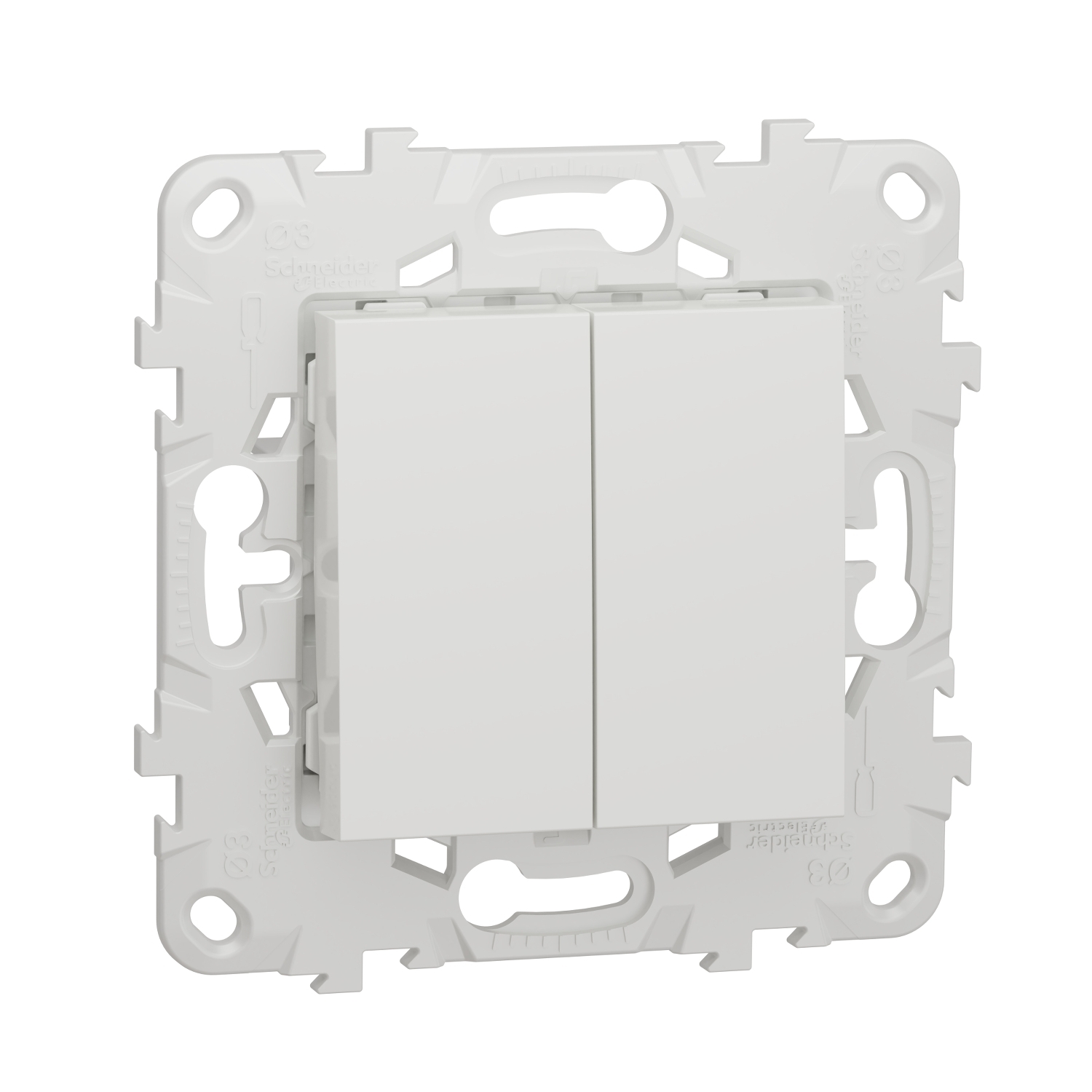 Сериен ключ с монтажна рамка, 2M, бял - SCHNEIDER ELECTRIC New Unica NU521118