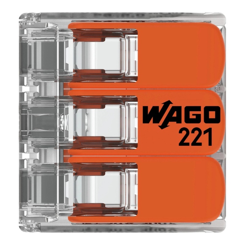 Бърза връзка Compact, за всички видове проводници от 0,5 до 6 mm² - 3-ка - Wago Compact 221-613