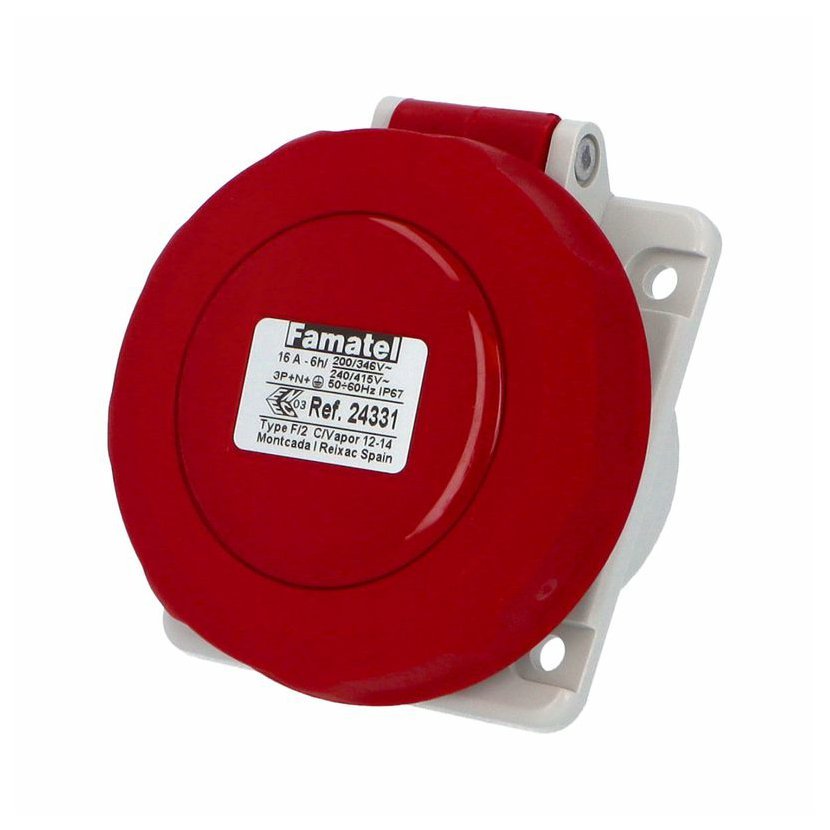 Контакт панелен монтаж наклонен 3P+N+E 16A 400V IP67 - Famatel SpeedPRO FR24331