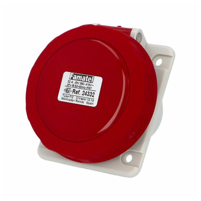 Контакт панелен монтажн наклонен 3P+E 32A 400V IP67 - Famatel SpeedPRO FR24332