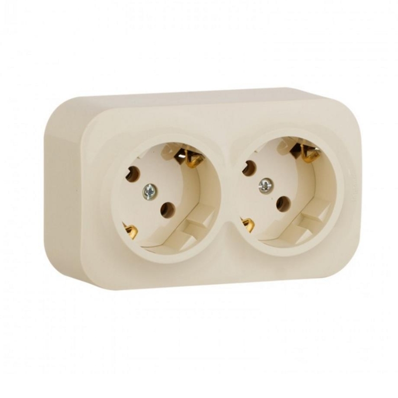 Контакт шуко двоен 2x 2P+E 16A с детска защита IP21 Крем - Legrand Forix 782453
