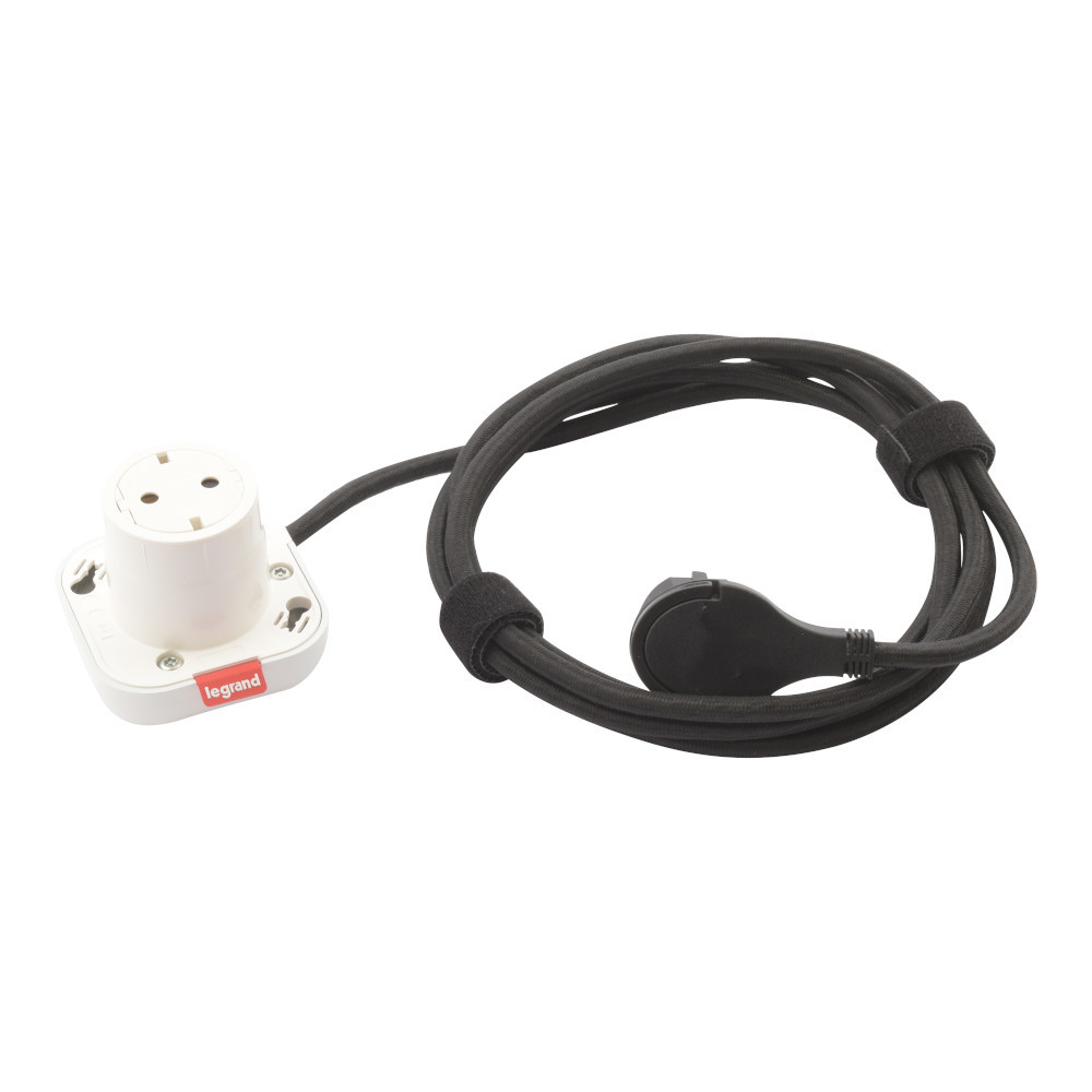 Преносим разклонител 2P+E Шуко, с кабел 2.5m, 1М, цвят Бял - Legrand Incara ElectrOn 654906