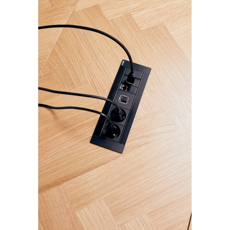 Мебелна кутия 8 Mодула 2x 2P+E Шуко, USB 15W тип A+C, RJ45 UTP cat.6 и розетка HDMI, с кабел 2m, цвят Бял - Legrand Incara Multilink 654781