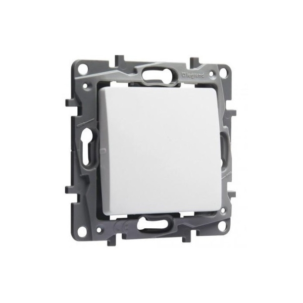 Бутон еднополюсен без рамка 6A 250V Бял /блистер/ ДО ИЗЧЕРПВАНЕ - Legrand Niloe 396705