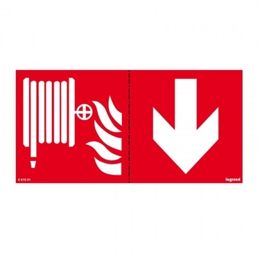 Пиктограма - символ  "пожарен кран" + стрелка 200x100mm