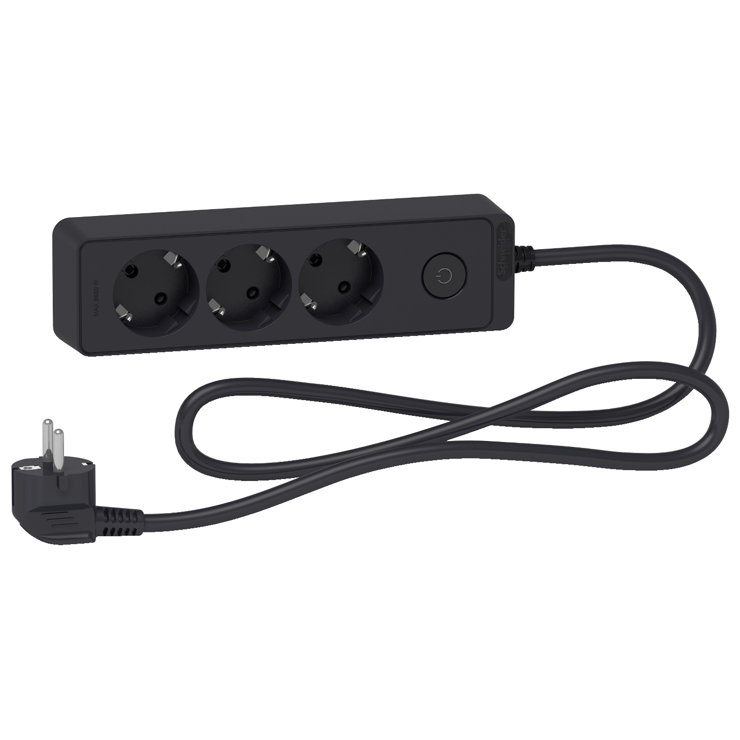 Разклонител шуко 3x 2P+E с ключ и кабел 1.5m Антрацит - SCHNEIDER ELECTRIC Unica ST9431B