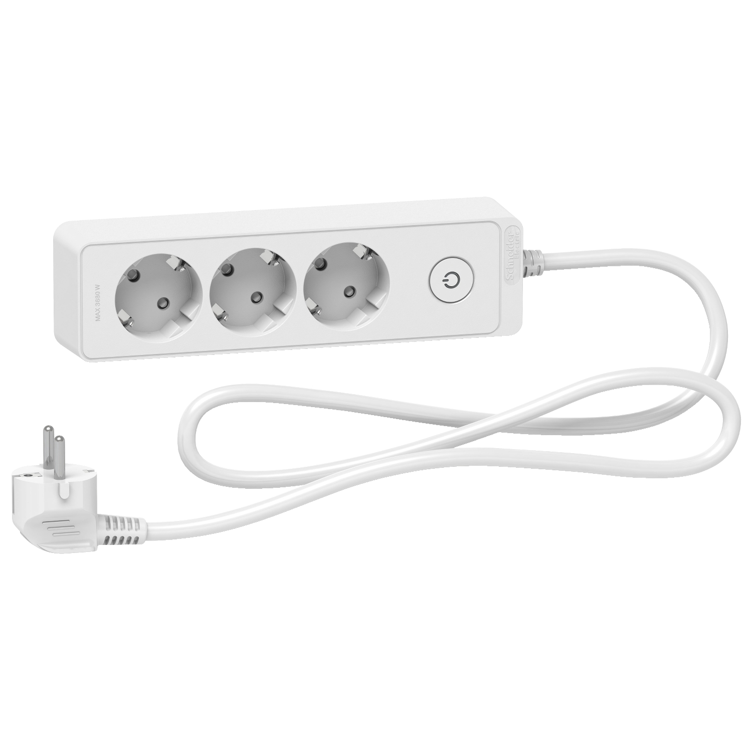 Разклонител шуко 3x 2P+E с ключ и кабел 1.5m Бял - SCHNEIDER ELECTRIC Unica ST9431W