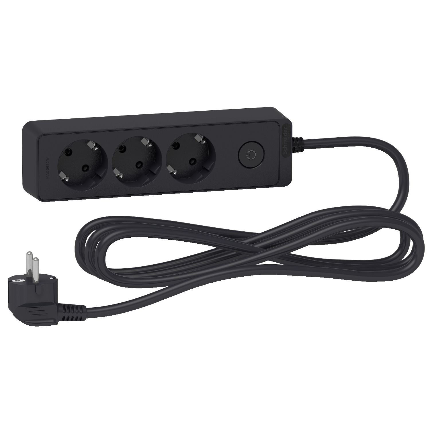Разклонител шуко 3x 2P+E с ключ и кабел 3m Антрацит - SCHNEIDER ELECTRIC Unica ST9433B