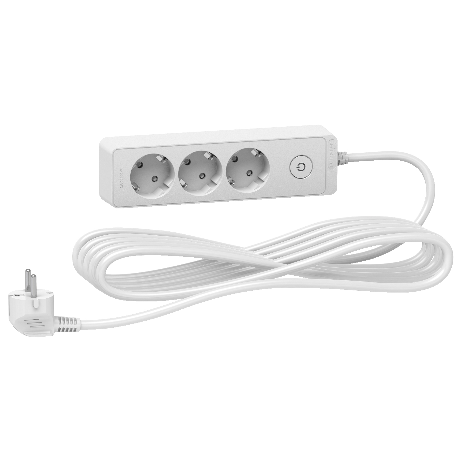 Разклонител шуко 3x 2P+E с ключ и кабел 5m Бял - SCHNEIDER ELECTRIC Unica ST9435W