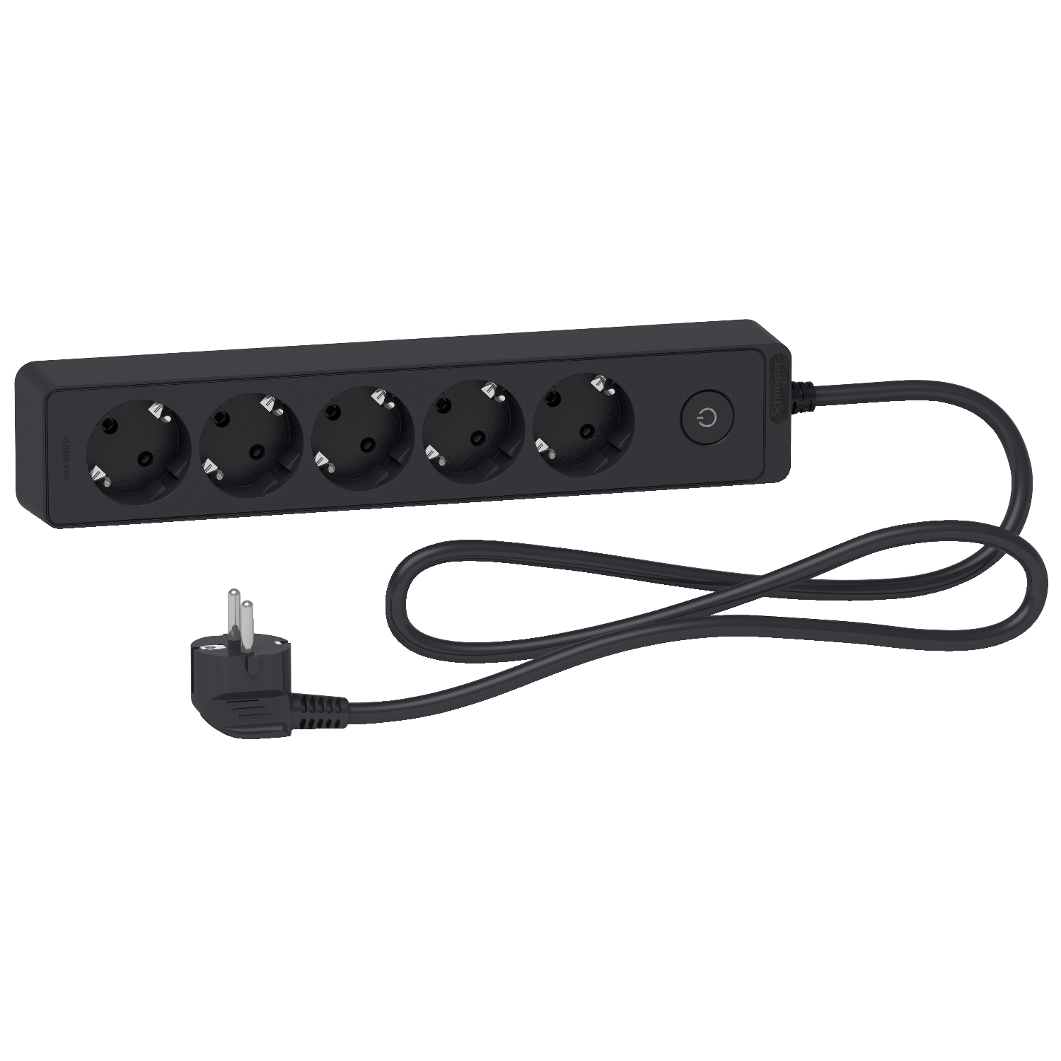 Разклонител шуко 5x 2P+E с ключ и кабел 1.5m Антрацит - SCHNEIDER ELECTRIC Unica ST9451B