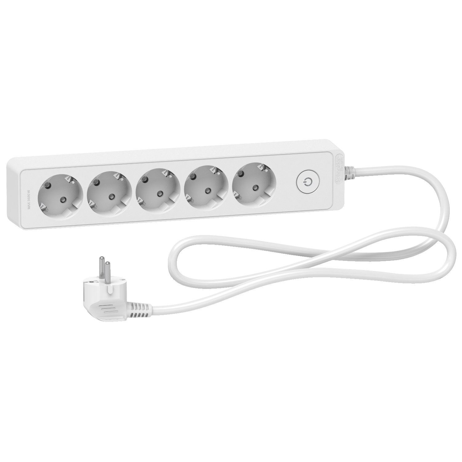 Разклонител шуко 5x 2P+E с ключ и кабел 1.5m Бял - SCHNEIDER ELECTRIC Unica ST9451W