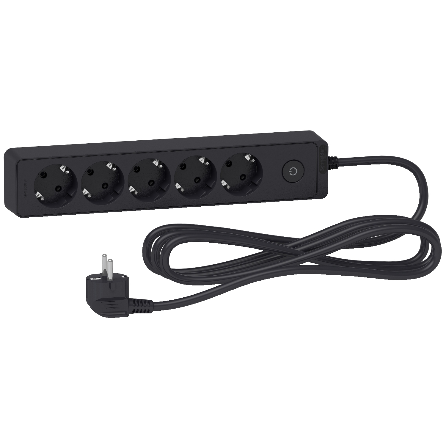 Разклонител шуко 5x 2P+E с ключ и кабел 3m Антрацит - SCHNEIDER ELECTRIC Unica ST9453B