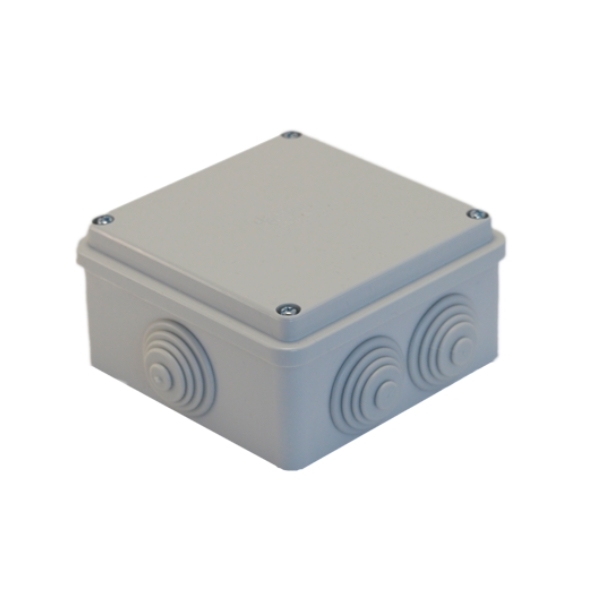 Разклонителна кутия открит монтаж 100x100 x50mm IP55 Сив капак с метални винтове - Courbi Watertight CR32-21005-100