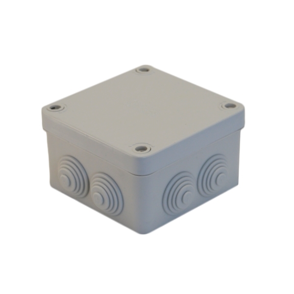 Разклонителна кутия открит монтаж 105x105 x50mm IP55 Сив капак с пластмасови винтове - Courbi Watertight CR32-21009-100