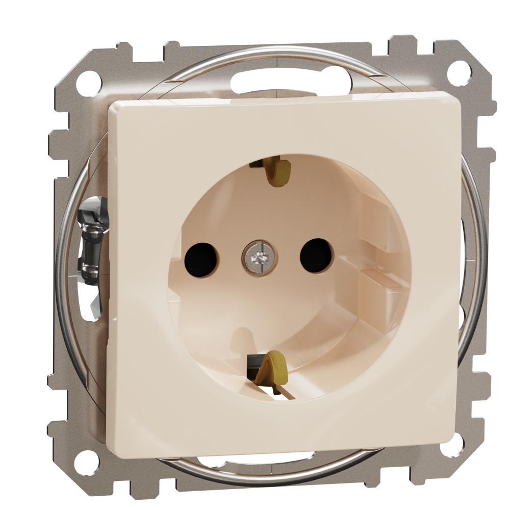 Контакт Шуко 2P+E 16A авт. клеми детска защита Крем  - SCHNEIDER ELECTRIC Sedna Design SDD112022