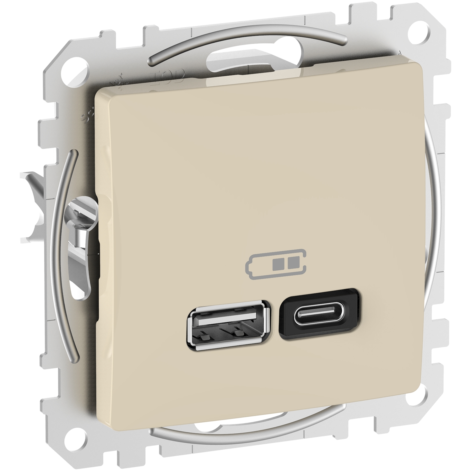 Розетка 2x USB тип A+C 3A 45W Power Delivery Крем  - SCHNEIDER ELECTRIC Sedna Design SDD112404