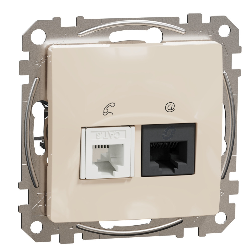 Розетка RJ11+RJ45 UTP cat.5e Крем  - SCHNEIDER ELECTRIC Sedna Design SDD112458