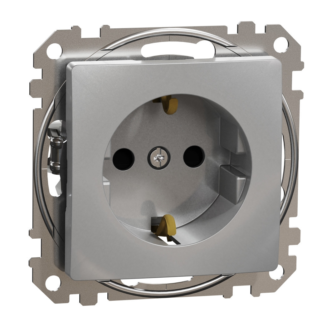 Контакт Шуко 2P+E 16A авт. клеми детска защита Алуминий  - SCHNEIDER ELECTRIC Sedna Design SDD113022