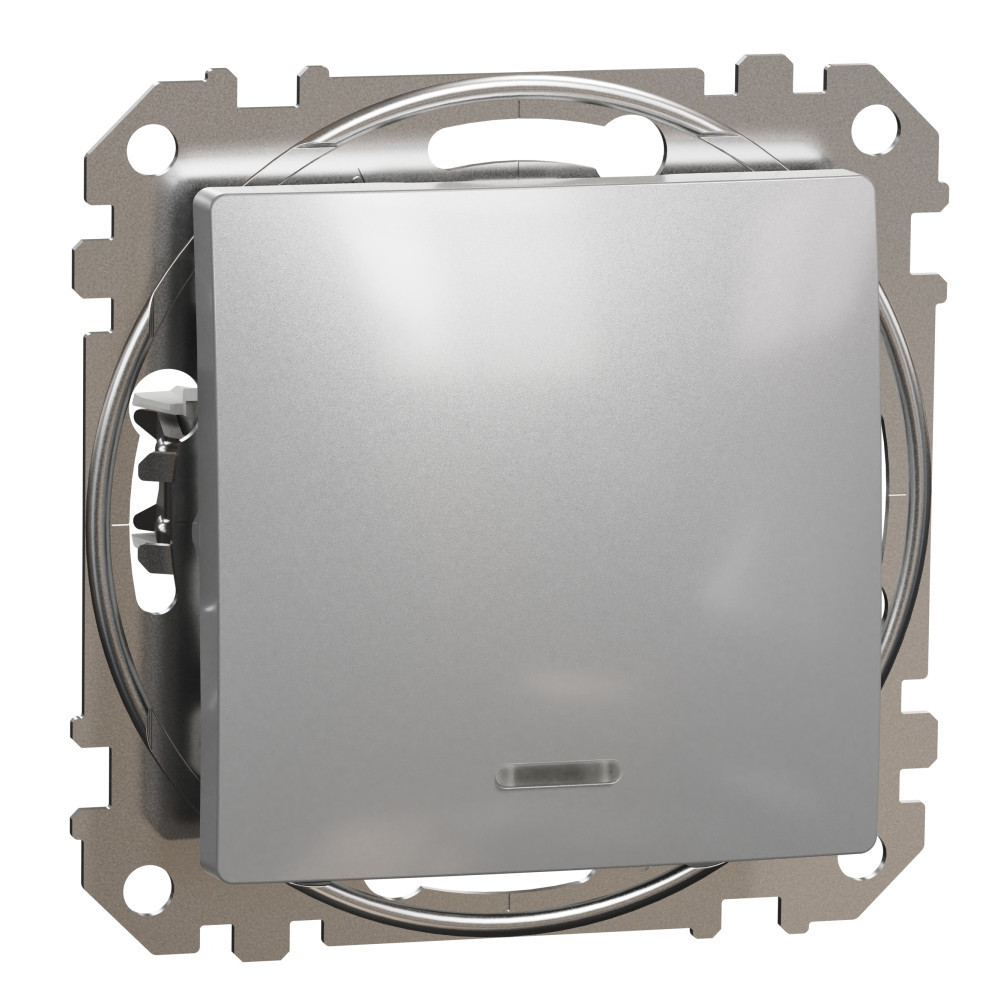 Еднополюсен ключ с подсветка 10A Алуминий  - SCHNEIDER ELECTRIC Sedna Design SDD113101L