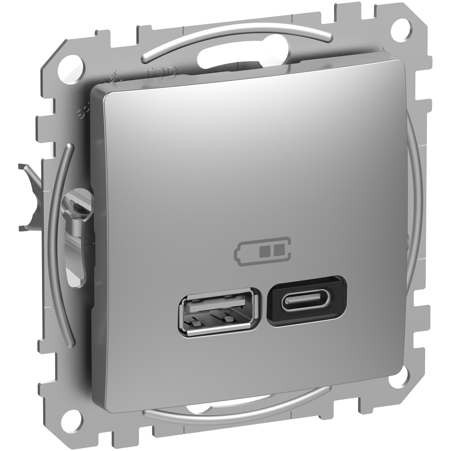 Розетка 2x USB тип A+C 3A 45W Power Delivery Алуминий  - SCHNEIDER ELECTRIC Sedna Design SDD113404