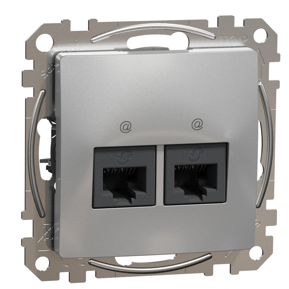 Розетка 2x RJ45 UTP cat.5e Алуминий  - SCHNEIDER ELECTRIC Sedna Design SDD113452