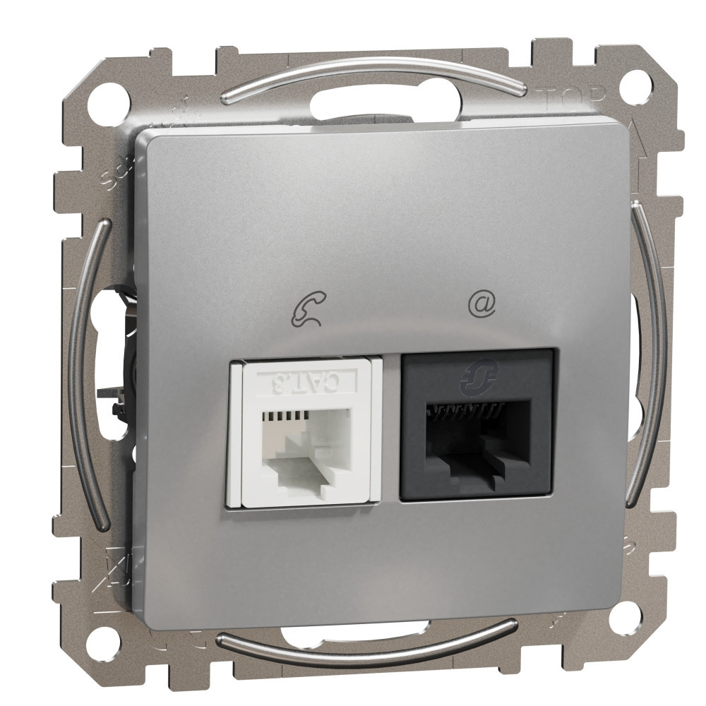 Розетка RJ11+RJ45 UTP cat.5e Алуминий  - SCHNEIDER ELECTRIC Sedna Design SDD113458