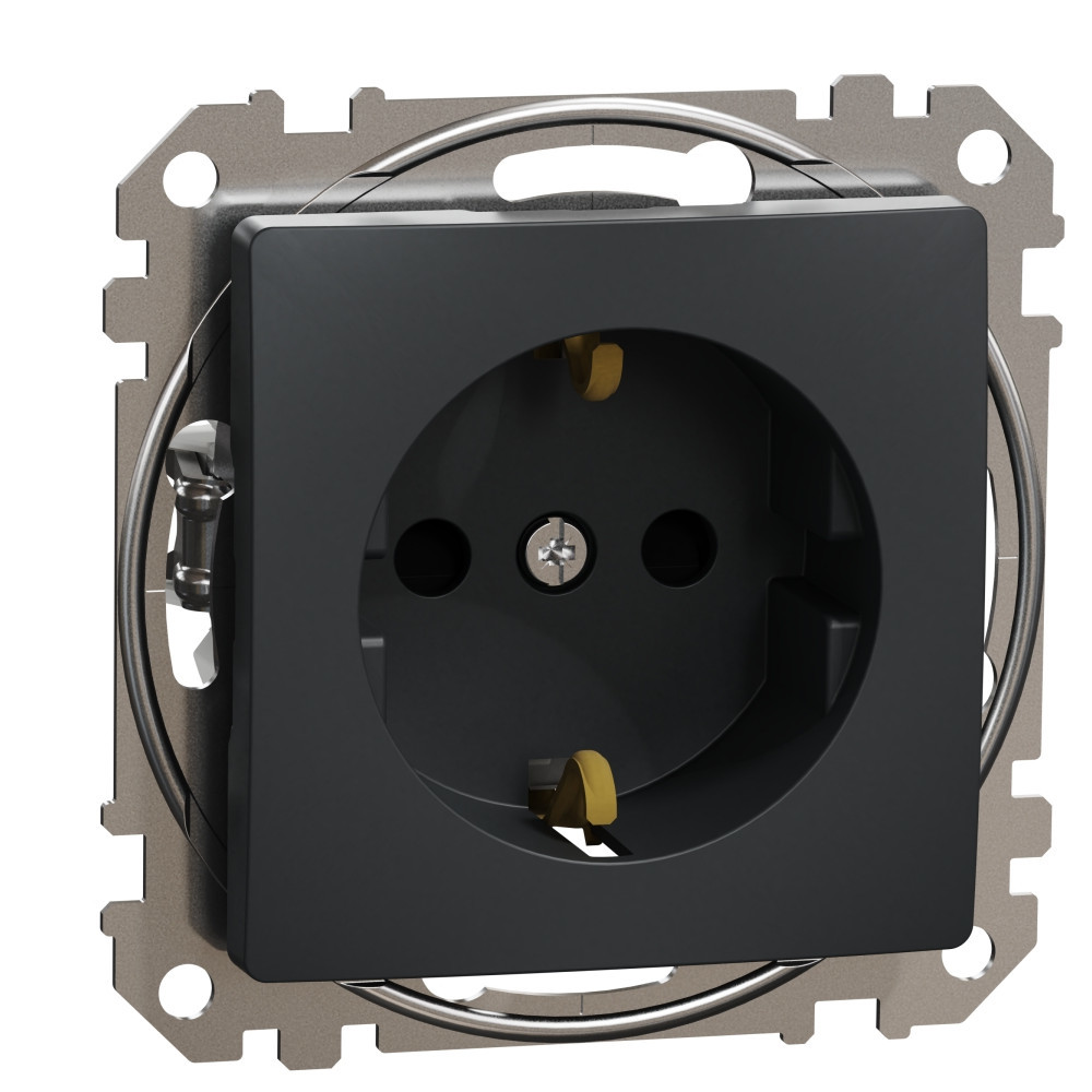Контакт Шуко 2P+E 16A авт. клеми детска защита Антрацит  - SCHNEIDER ELECTRIC Sedna Design SDD114022