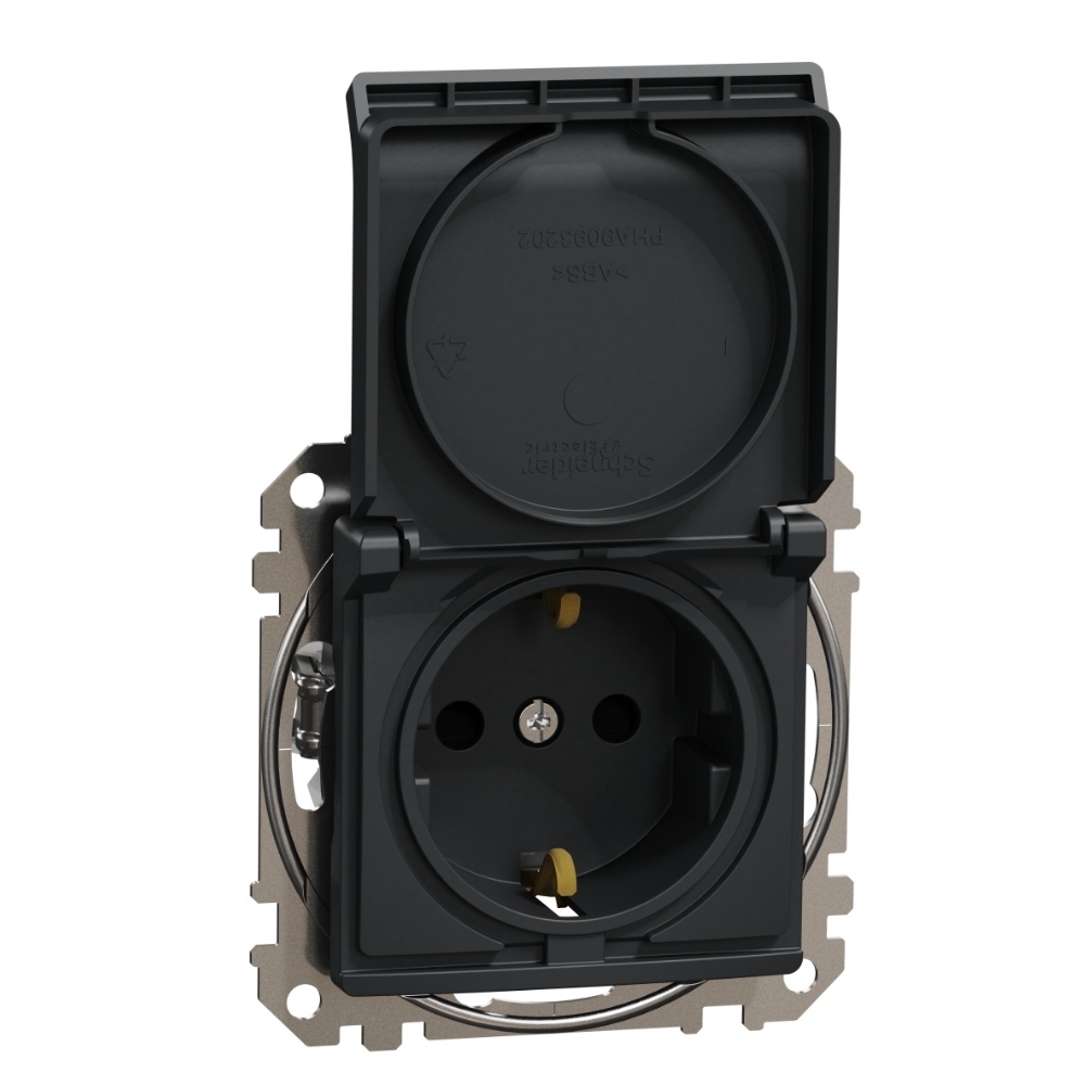 Контакт Шуко 2P+E 16A авт. клеми детска защита капак Антрацит  - SCHNEIDER ELECTRIC Sedna Design SDD114024