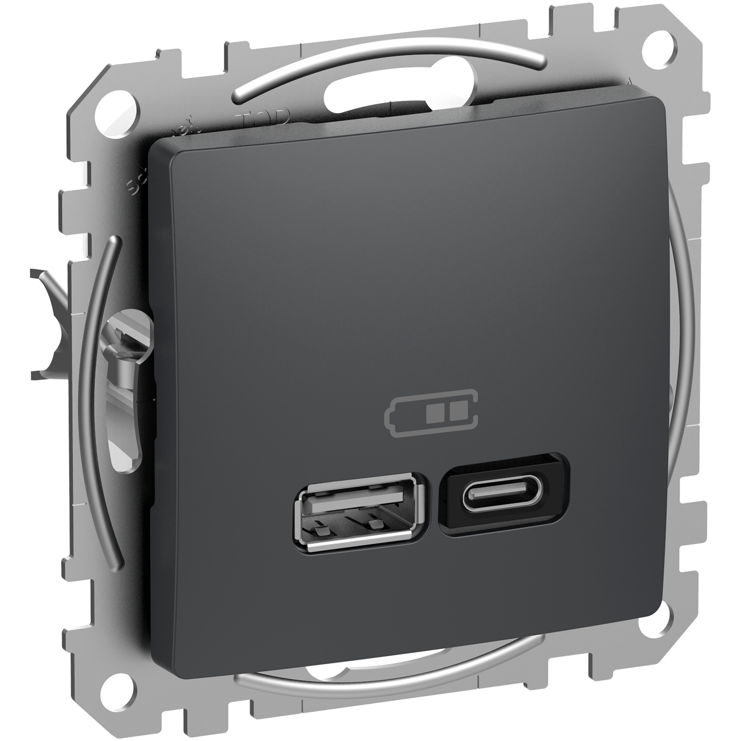 Розетка 2x USB тип A+C 3A 45W Power Delivery Антрацит  - SCHNEIDER ELECTRIC Sedna Design SDD114404